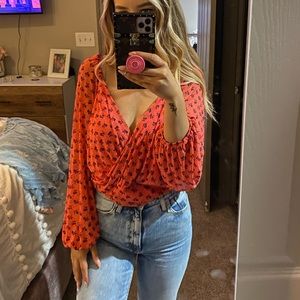 Free People Coral rose top